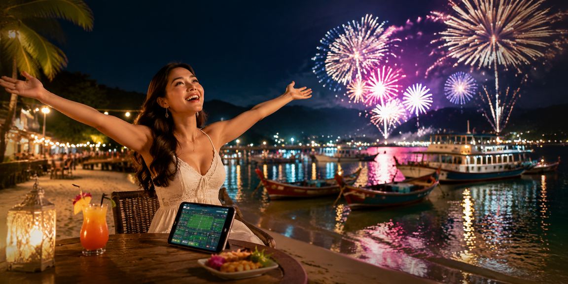 Pemain Malaysia bermain blackjack kasino mudah alih di Langkawi menggunakan telefon pintar